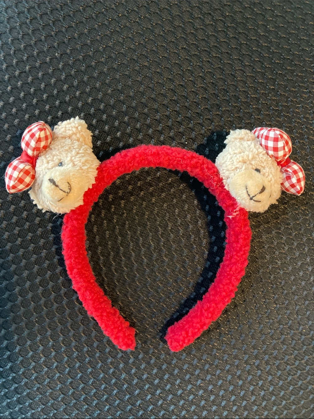 Red Plush Bear Headband for Kids - Cute Fuzzy Ear Headband